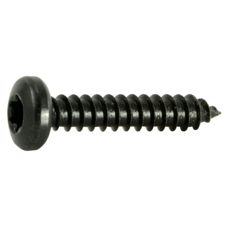 Midwest Fastener Sheet Metal Screw, #10 x 1 in, Black Steel Pan Head Torx Drive, 20 PK 36895